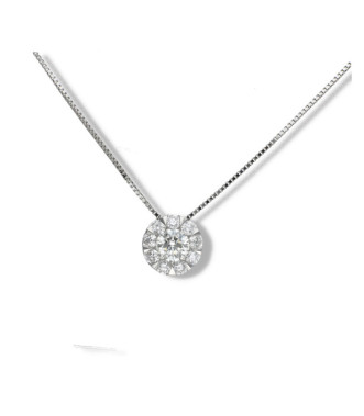 Colgante en oro blanco 18kts con 10 diamantes de 0,56ct