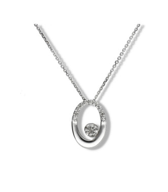 Colgante en oro blanco 18kts forma oval con 13 diamantes de 0,20ct